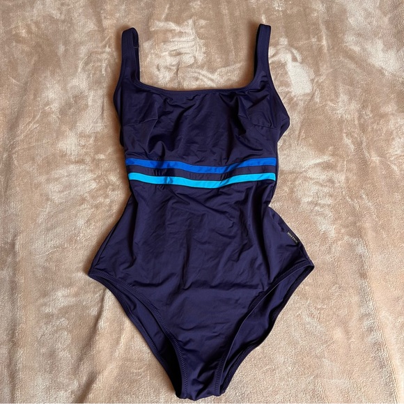 Anita Other - ANITA NWOT 'Svea' Square Neck Navy Blue Striped One Piece Swimsuit - Size 34C